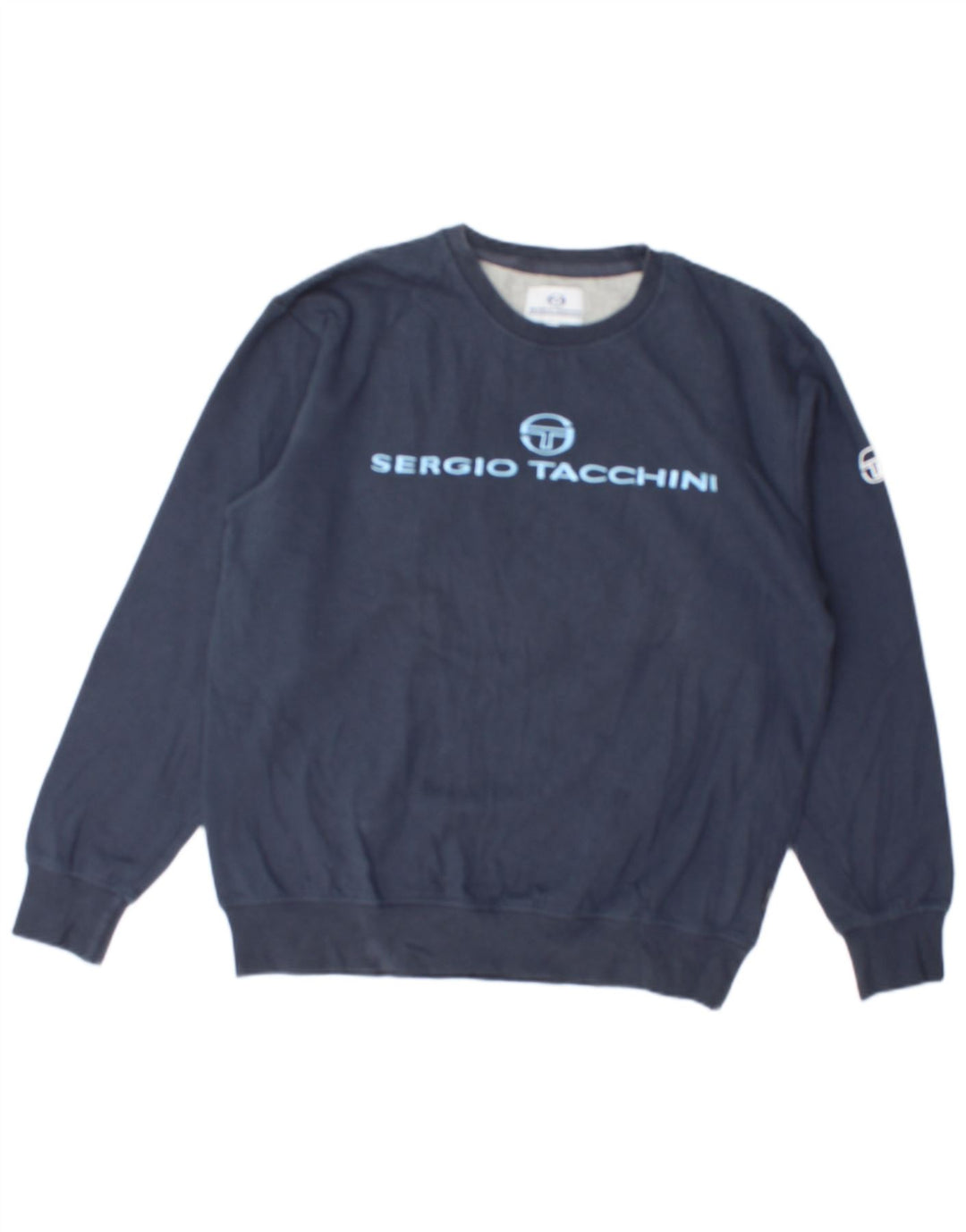 SERGIO TACCHINI Pull Sweat Graphique Homme Bleu Marine Moyen Coton
