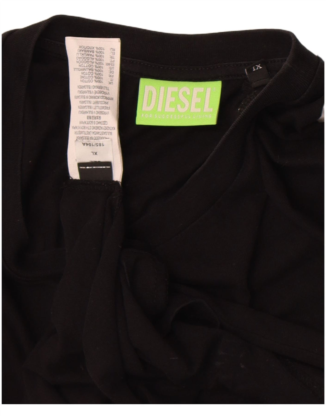 Diesel T-Shirt Graphique Homme Top XL Noir Coton