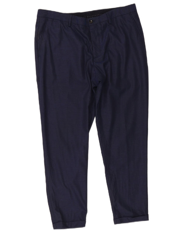 Zara Pantalon Chino Slim Homme EU 44 Large W34 L27 Bleu Marine