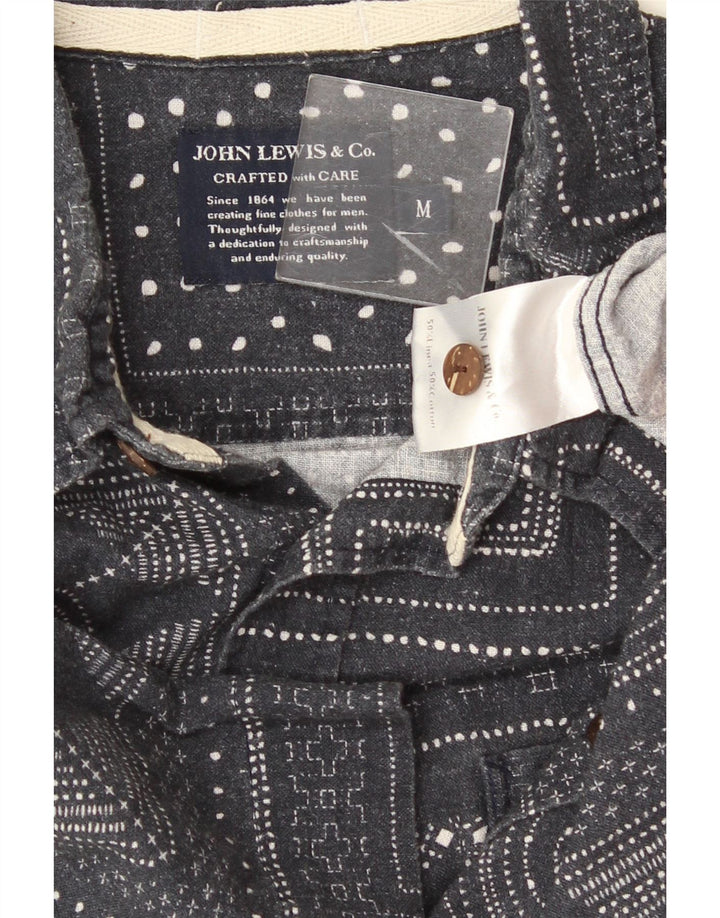 John Lewis Chemise à manches courtes pour homme en coton géométrique gris moyen