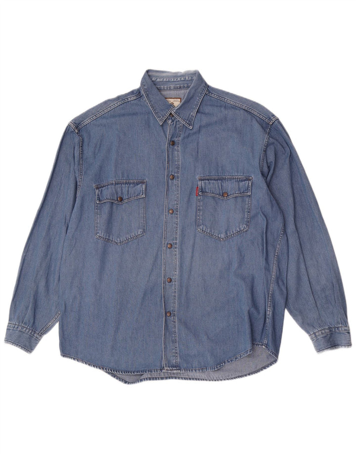 chemise en denim homme vintage grand coton bleu
