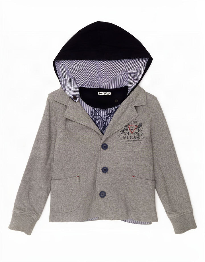Guess Veste blazer à capuche 3 boutons pour garçon 7-8 ans Gris Coton