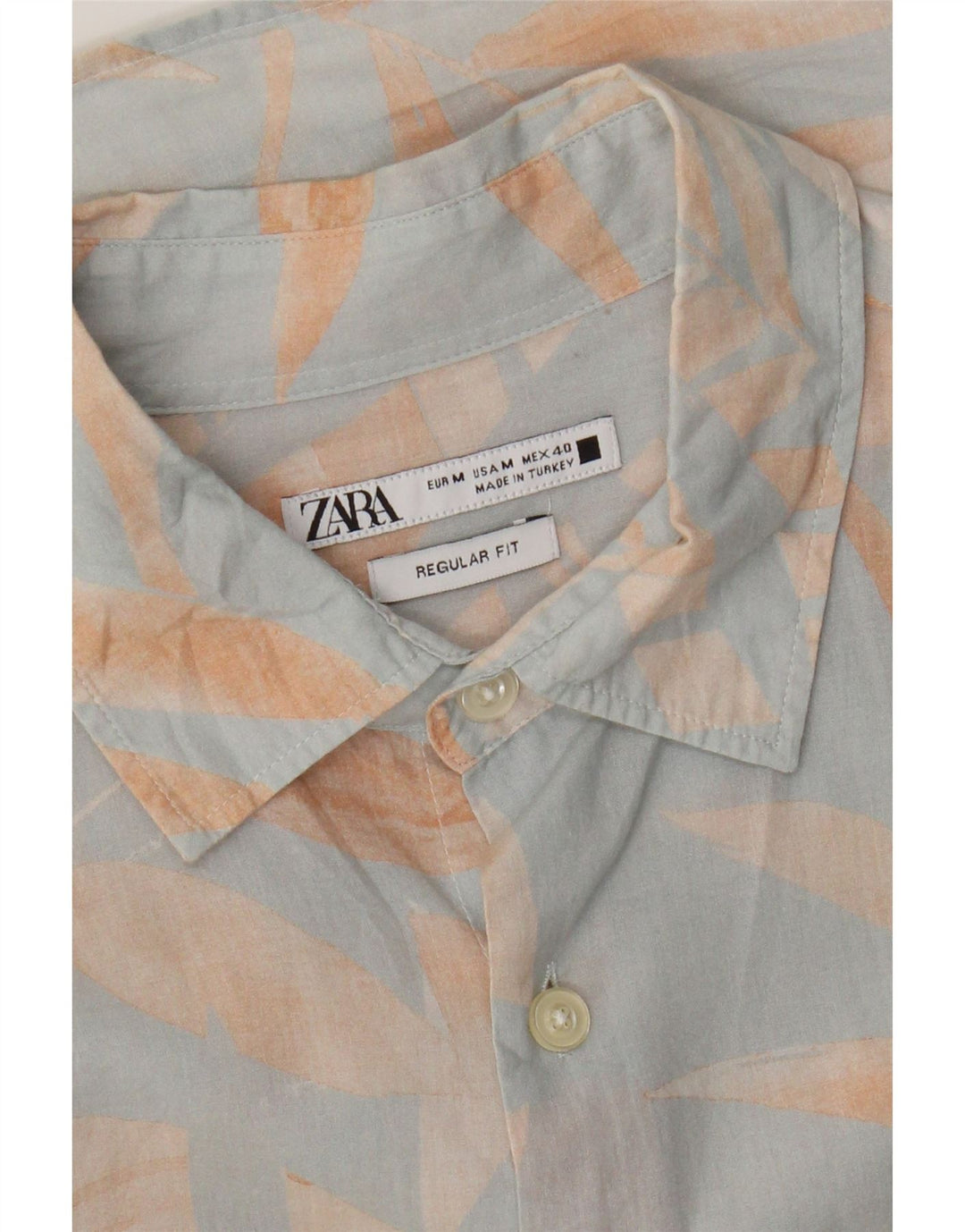 Zara Chemise à Manches Courtes Regular Fit Homme Bleu Moyen Floral