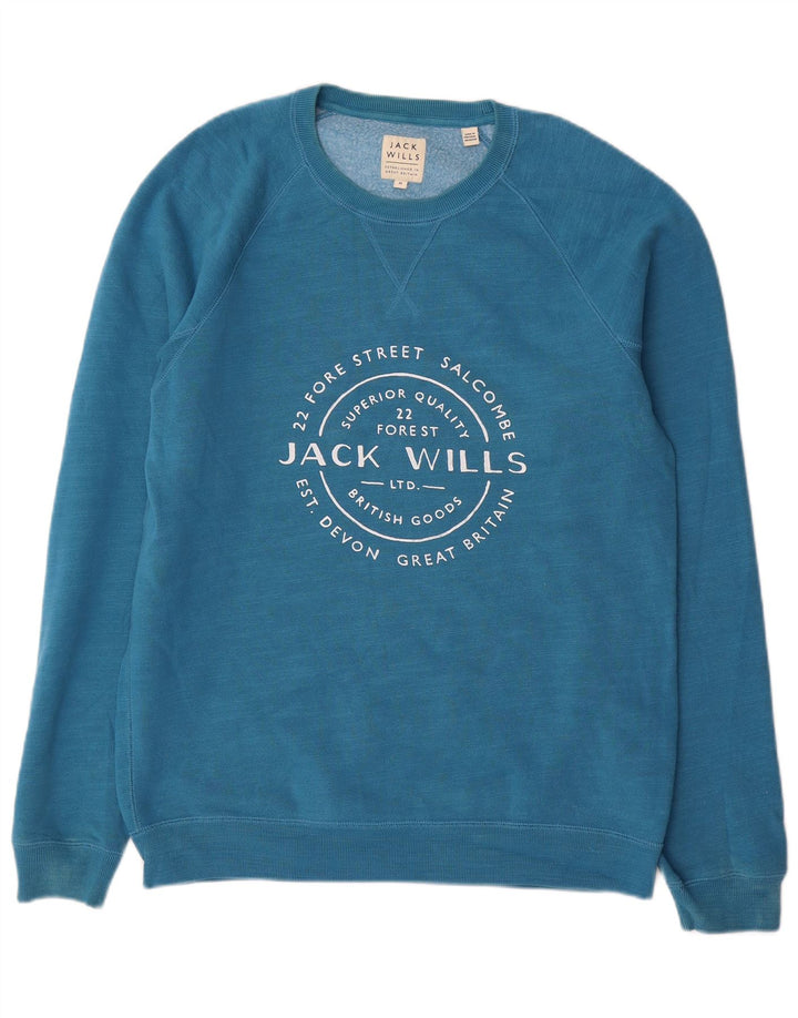 Jack Wills Sweat-Shirt Graphique Homme Bleu Moyen Coton