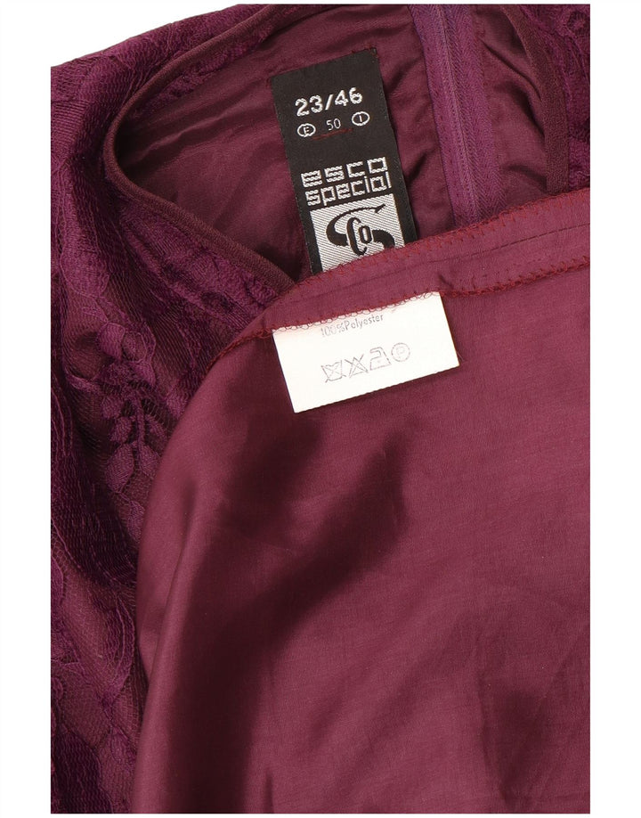 ESCO Robe trapèze à manches longues pour femme IT 46 Grand violet floral en polyester