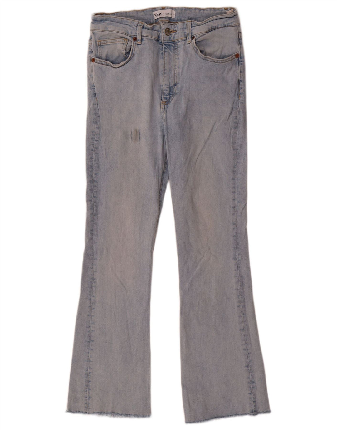 Zara Jean évasé pour femme EU 42 Large W32 L27 Bleu Coton