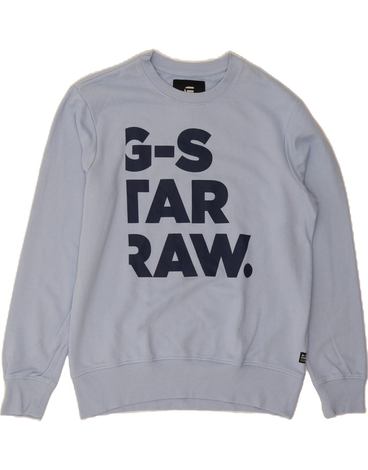 G-STAR Mens Graphic Sweatshirt Jumper Large Blue Cotton Vintage G-Star and Second-Hand G-Star from Messina Hembry 