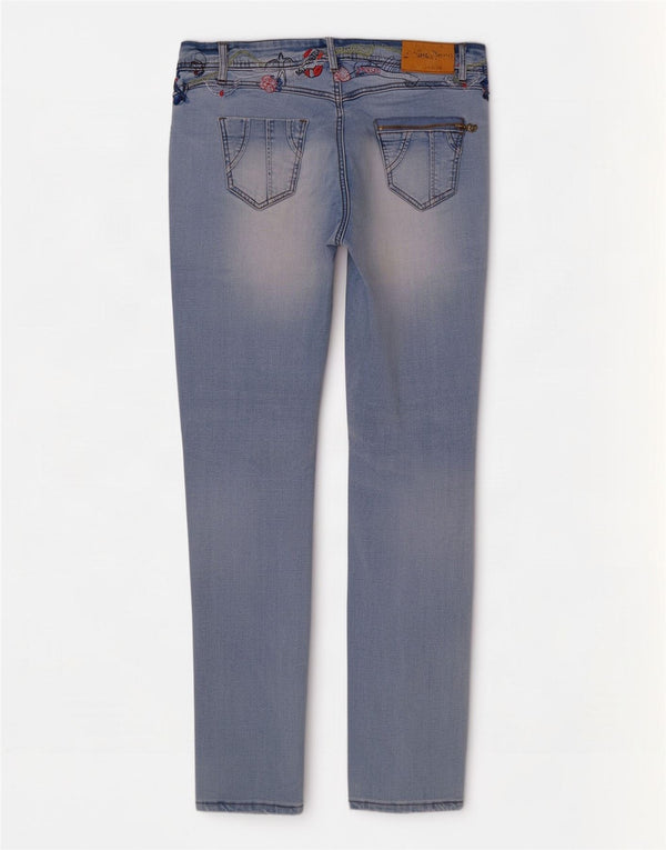 Desigual Jean skinny graphique femme W32 L32 bleu fleuri
