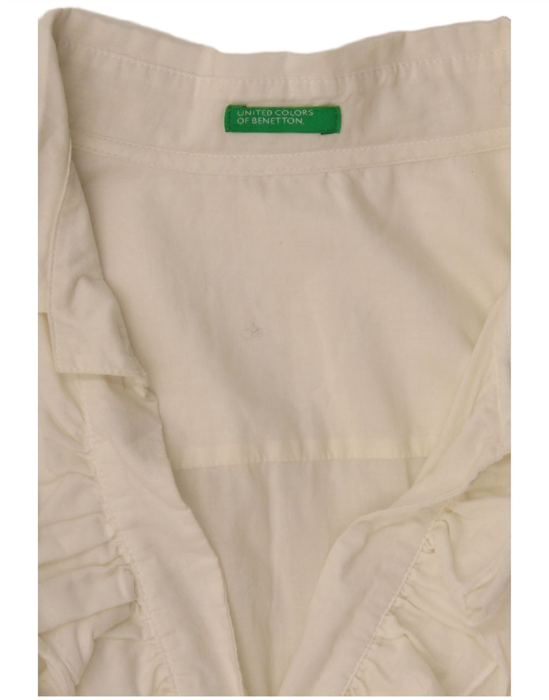 BENETTON Chemise à volants sur le devant pour femme UK 14 Large Blanc cassé
