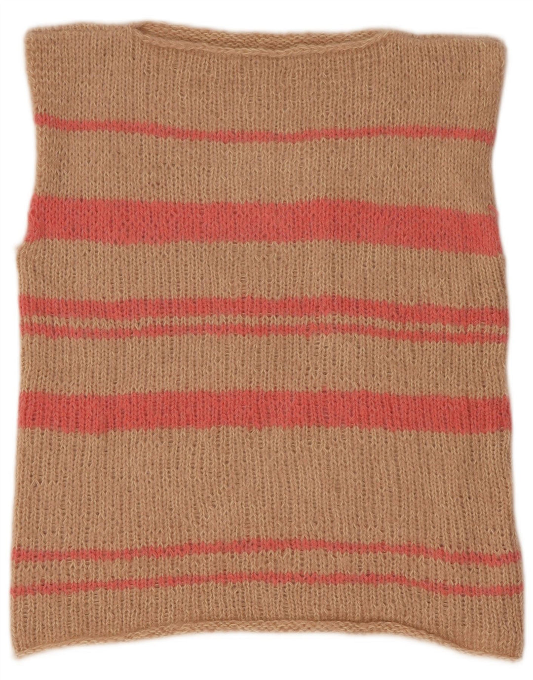 vintage Femme Gilet Débardeur UK 12 Moyen Brun Rayé