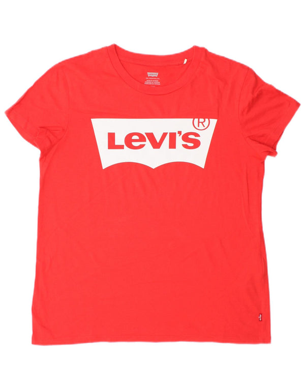 Levi's T-Shirt Graphique Oversize Femme UK 10 Petit Rouge Coton