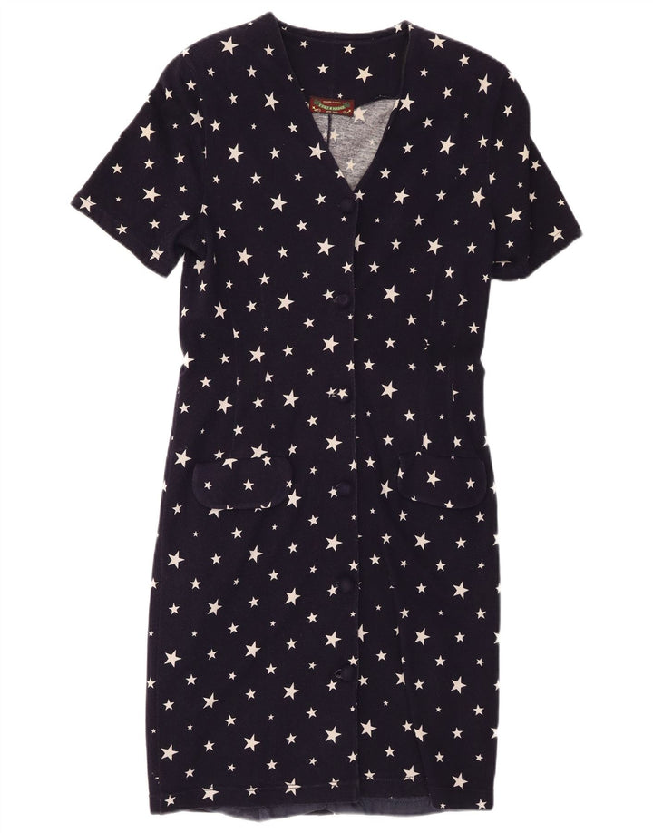 Fort & Madox Robe chemise à motif abstrait pour femme IT 44 Bleu marine moyen