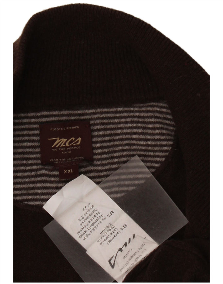 Marlboro Classics Pull à col zippé pour homme 2XL Laine marron