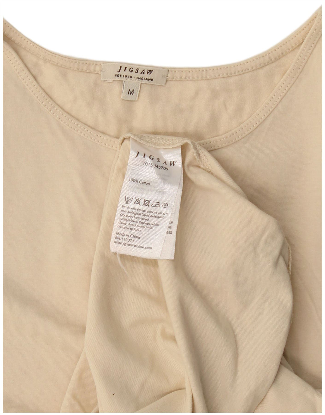 Jigsaw Débardeur Femme UK 14 Coton Beige Moyen