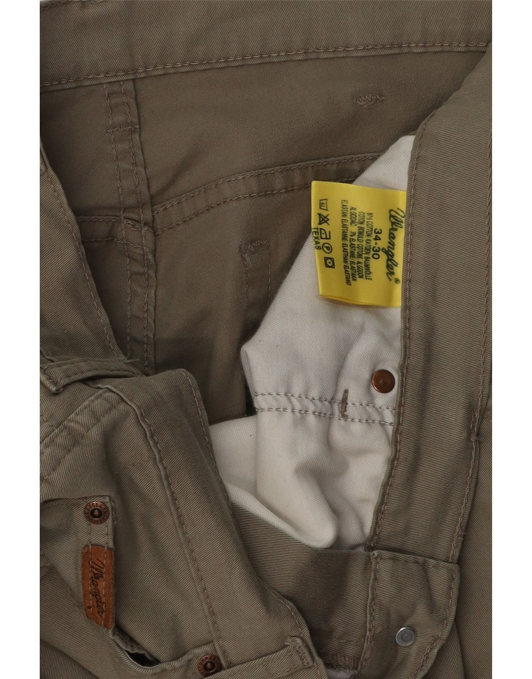 WRANGLER Pantalon décontracté Texas droit pour homme W34 L30 Kaki Coton