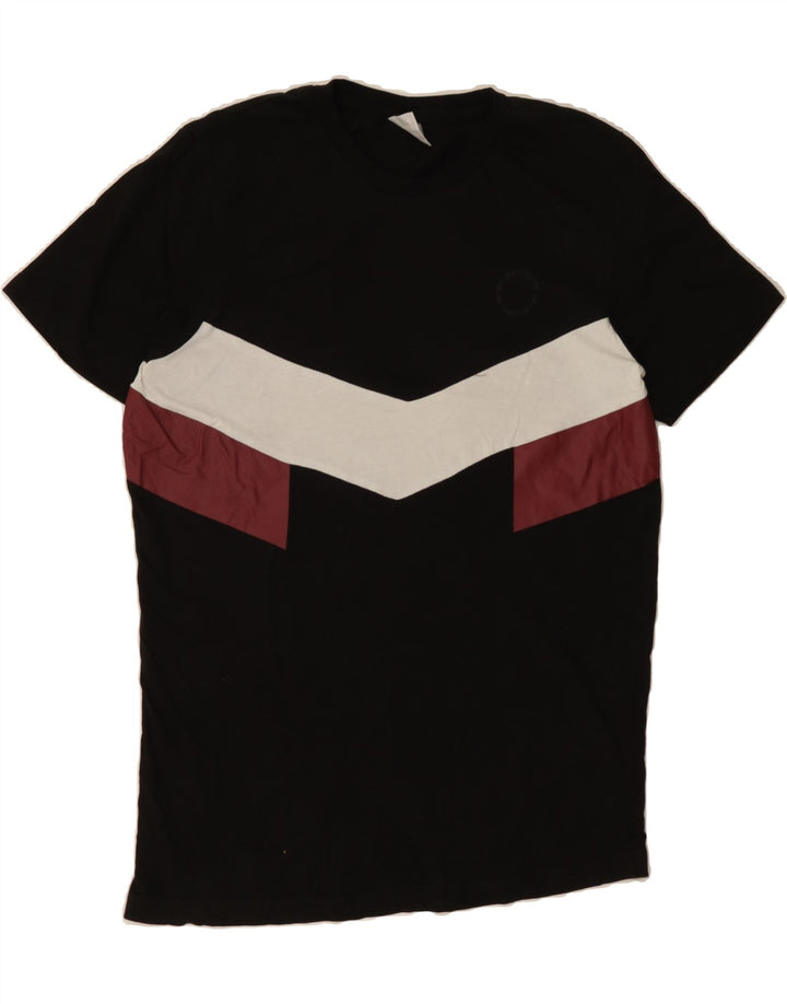JACK & JONES Mens T-Shirt Top Small Black Colourblock Cotton Vintage Jack & Jones and Second-Hand Jack & Jones from Messina Hembry 