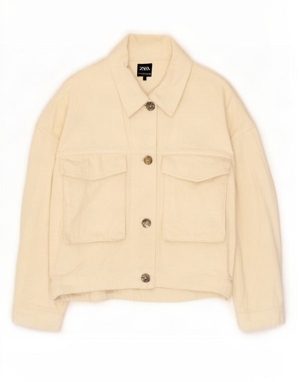 Zara Veste utilitaire coupe ample pour homme UK 20 2XL Blanc cassé