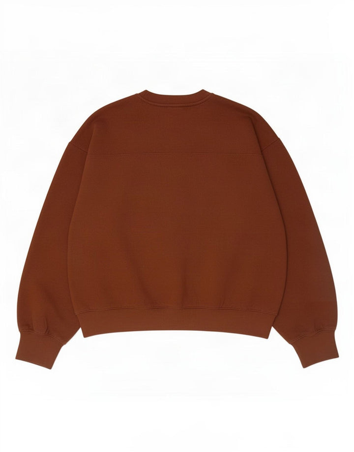 Zara Femme Crop Oversize Sweatshirt Jumper UK 14 Marron Moyen Polyester