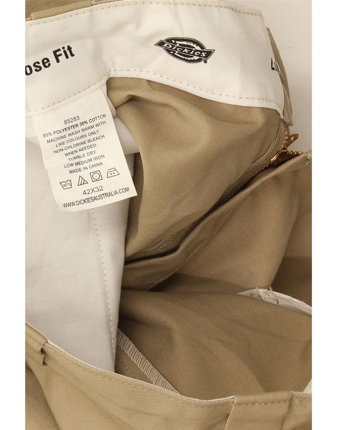 Dickies Pantalon cargo coupe ample pour homme W42 L32 Beige Polyester