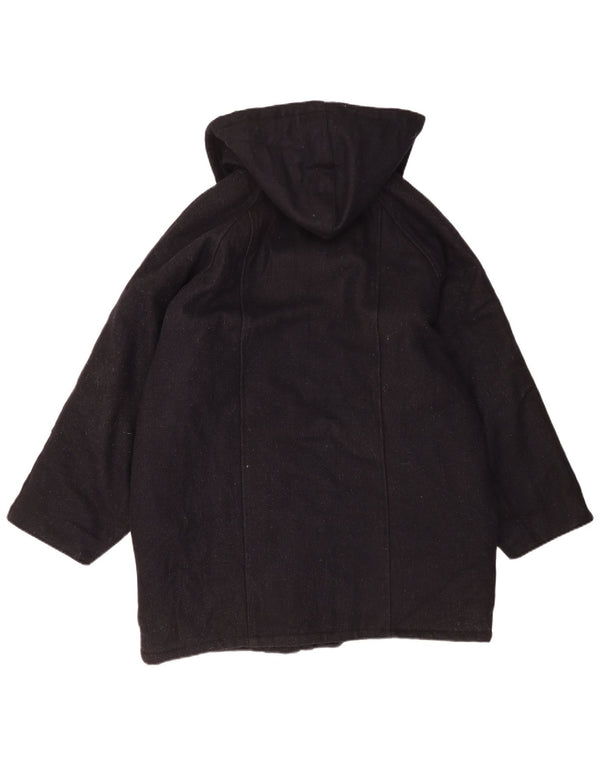 vintage Homme Manteau à capuche UK 42 XL Laine Bleu Marine