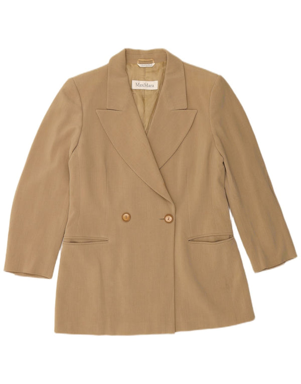 MAX MARA Veste blazer double boutonnage pour femme UK 14 Large Beige Laine