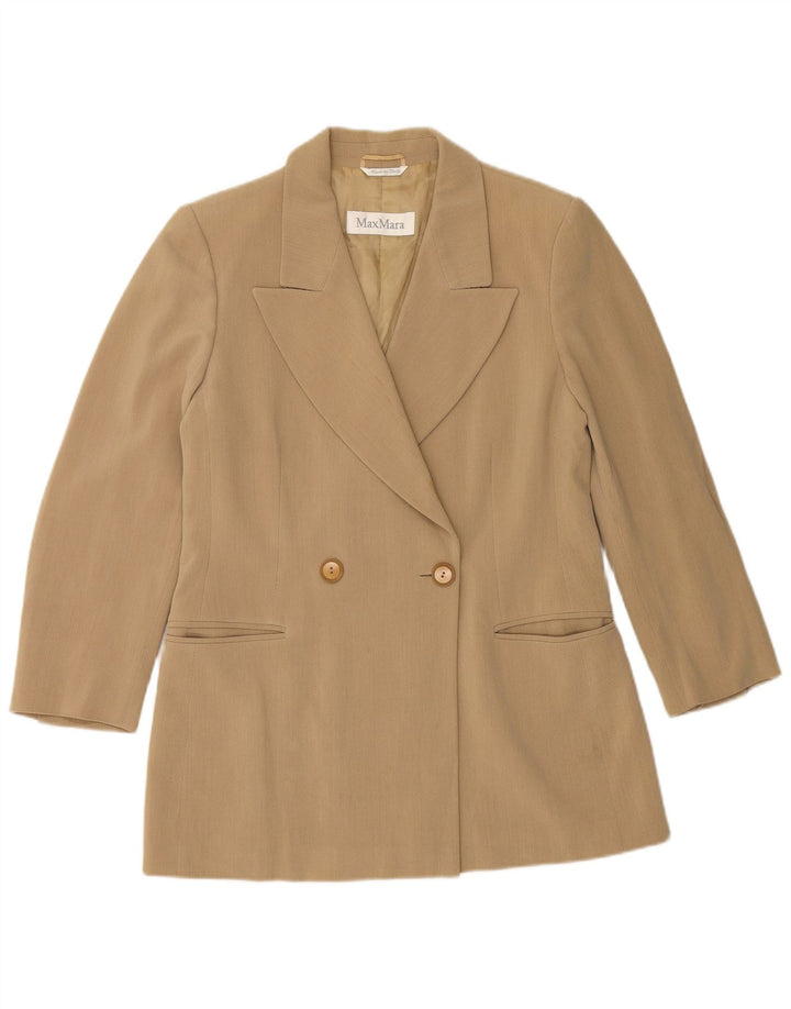 MAX MARA Veste blazer double boutonnage pour femme UK 14 Large Beige Laine