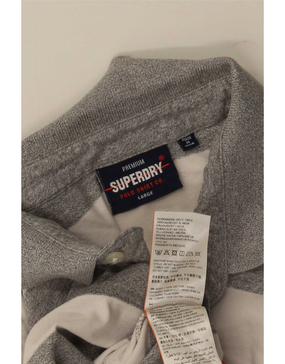 Superdry Polo Homme Large Gris Rayé Coton