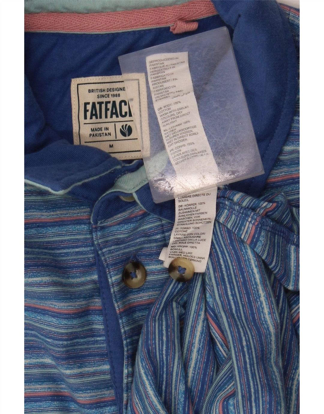 FAT FACE Polo Homme Bleu Moyen Rayé Coton