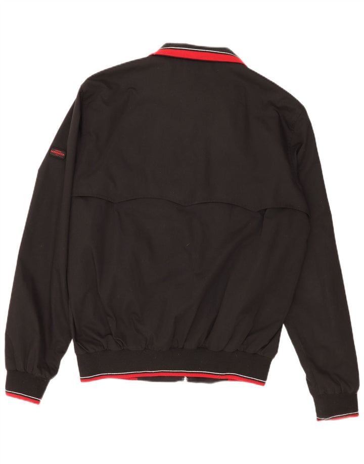 vintage Mens Bomber Jacket UK 44 2XL Noir Polyester Rétro