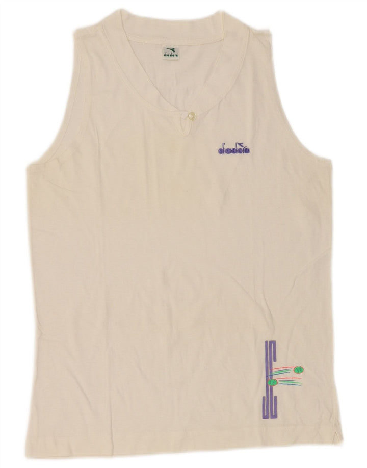 Diadora Débardeur Femme UK 12 Medium Blanc