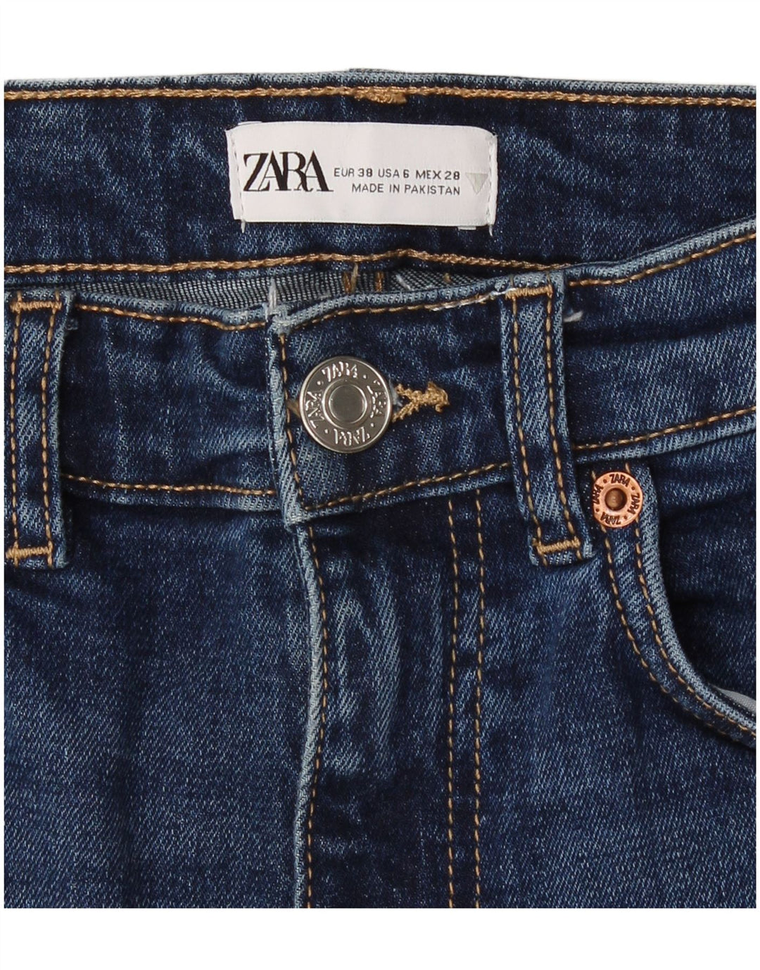 ZARA Womens Crop Bootcut Jeans EU 38 Small W28 L26 Blue