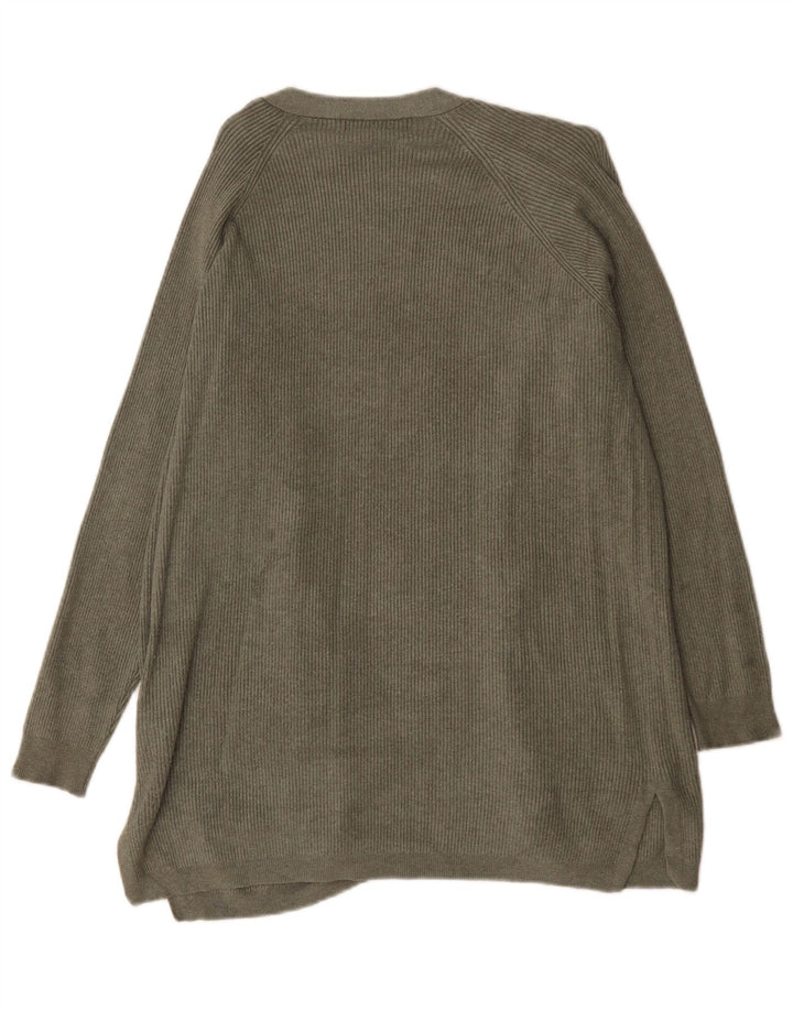 Marks & Spencer Pull Cardigan Ouvert pour Femme UK 14 Viscose Vert Moyen