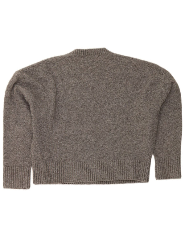 Zara Pull court surdimensionné à col rond pour femme UK 10 Petit Gris