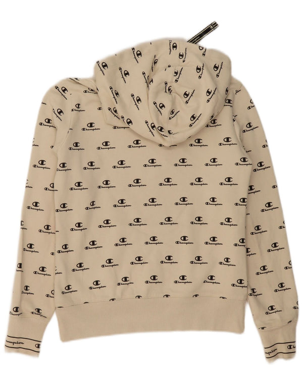 Champion Pull à capuche graphique pour femme UK 10 Petit coton beige