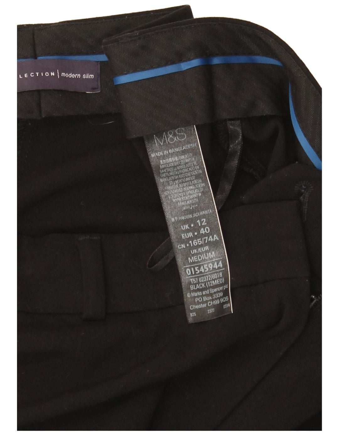Marks & Spencer Pantalon chino slim pour femme UK 12 Medium W32 L29 Noir