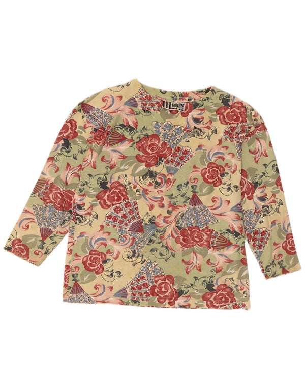 Forenza Haut à manches longues pour femme UK 46 Large Vert Floral