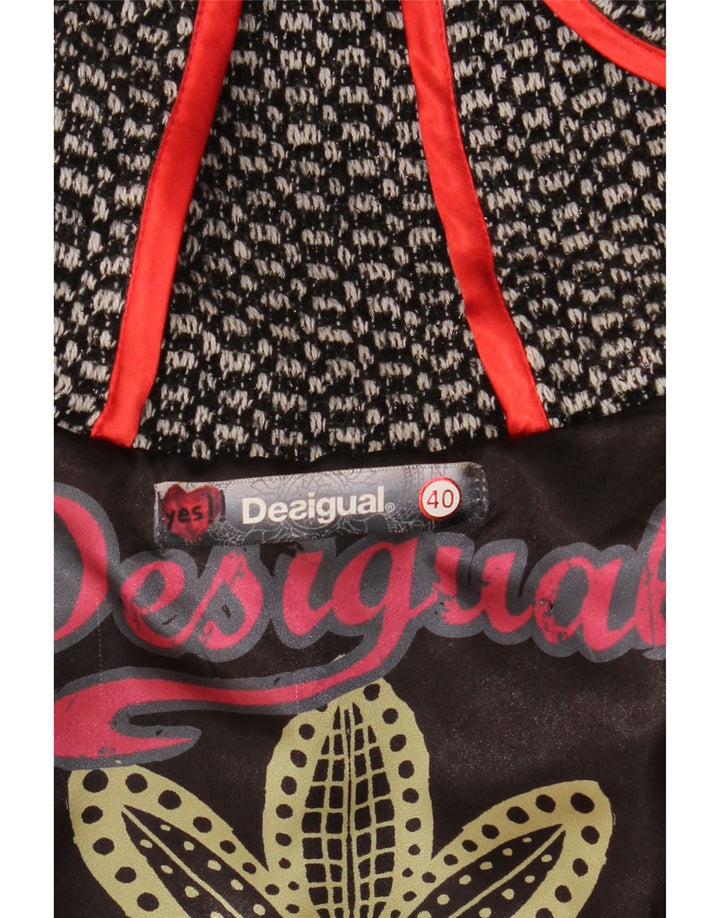 DESIGUAL Manteau à capuche graphique pour femme EU 40 Gris moyen à carreaux