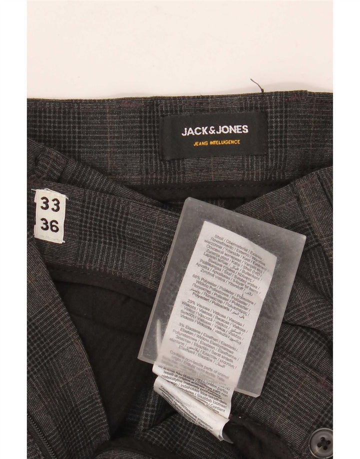 Jack & Jones Pantalon Chino Slim Marco Homme W33 L36 Gris Carreaux Polyester