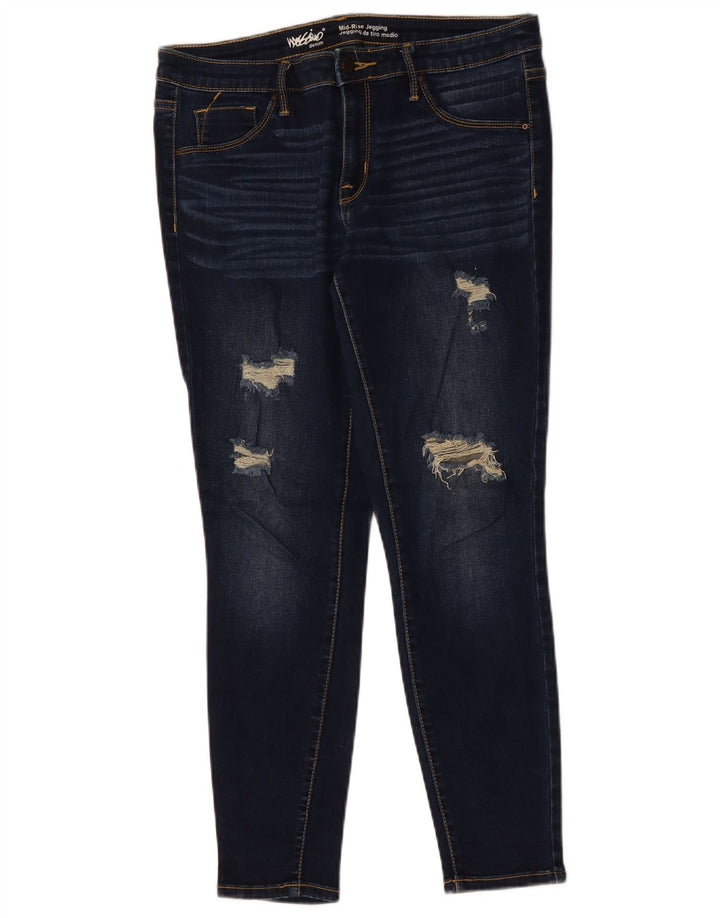 MOSSIMO Jean skinny taille moyenne en détresse pour femme US 10 Medium W30 L27 Bleu