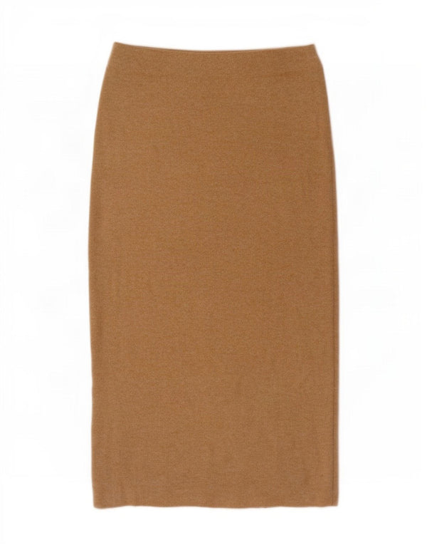 Zara Femme Jupe Midi En Tricot Petit W26 Beige Polyester
