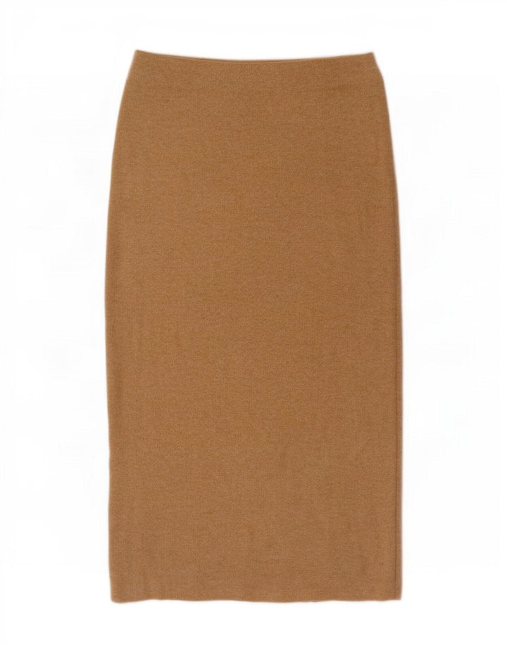 Zara Femme Jupe Midi En Tricot Petit W26 Beige Polyester