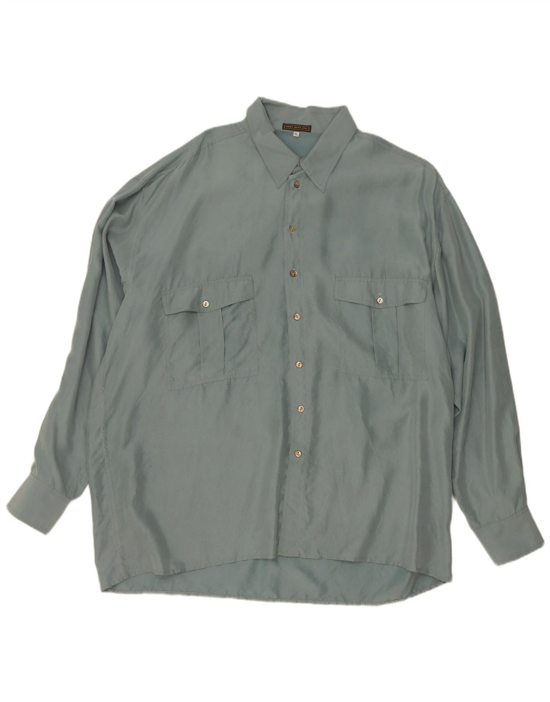 Chemise Homme Vintage XL Soie Verte