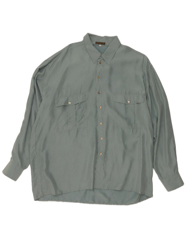 Chemise Homme Vintage XL Soie Verte