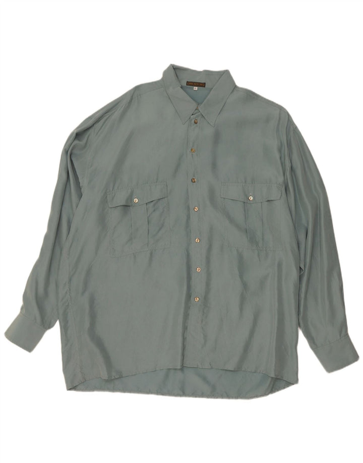 Chemise Homme Vintage XL Soie Verte