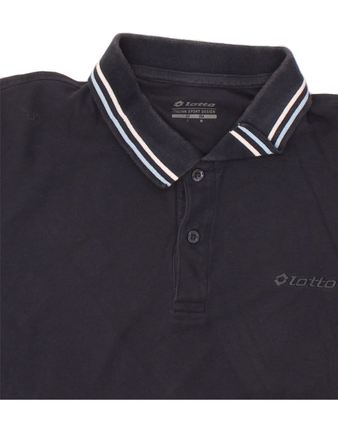 LOTTO Mens Polo Shirt Medium Navy Blue Cotton Vintage Lotto and Second-Hand Lotto from Messina Hembry 