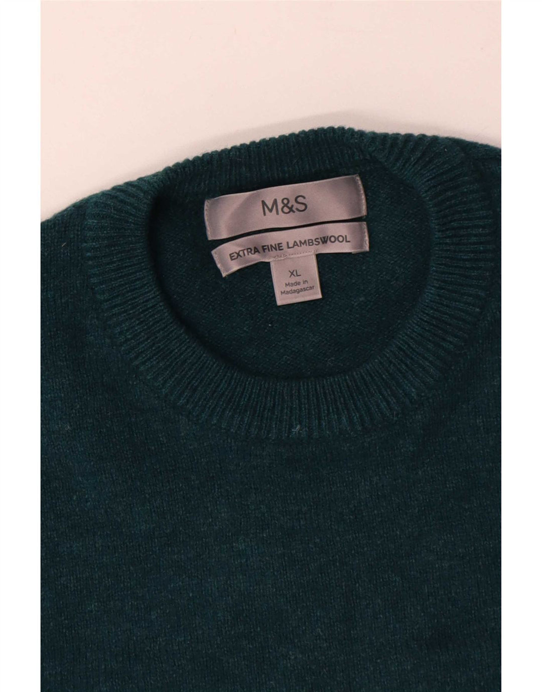 Marks & Spencer Pull à col rond pour homme XL en laine d'agneau vert