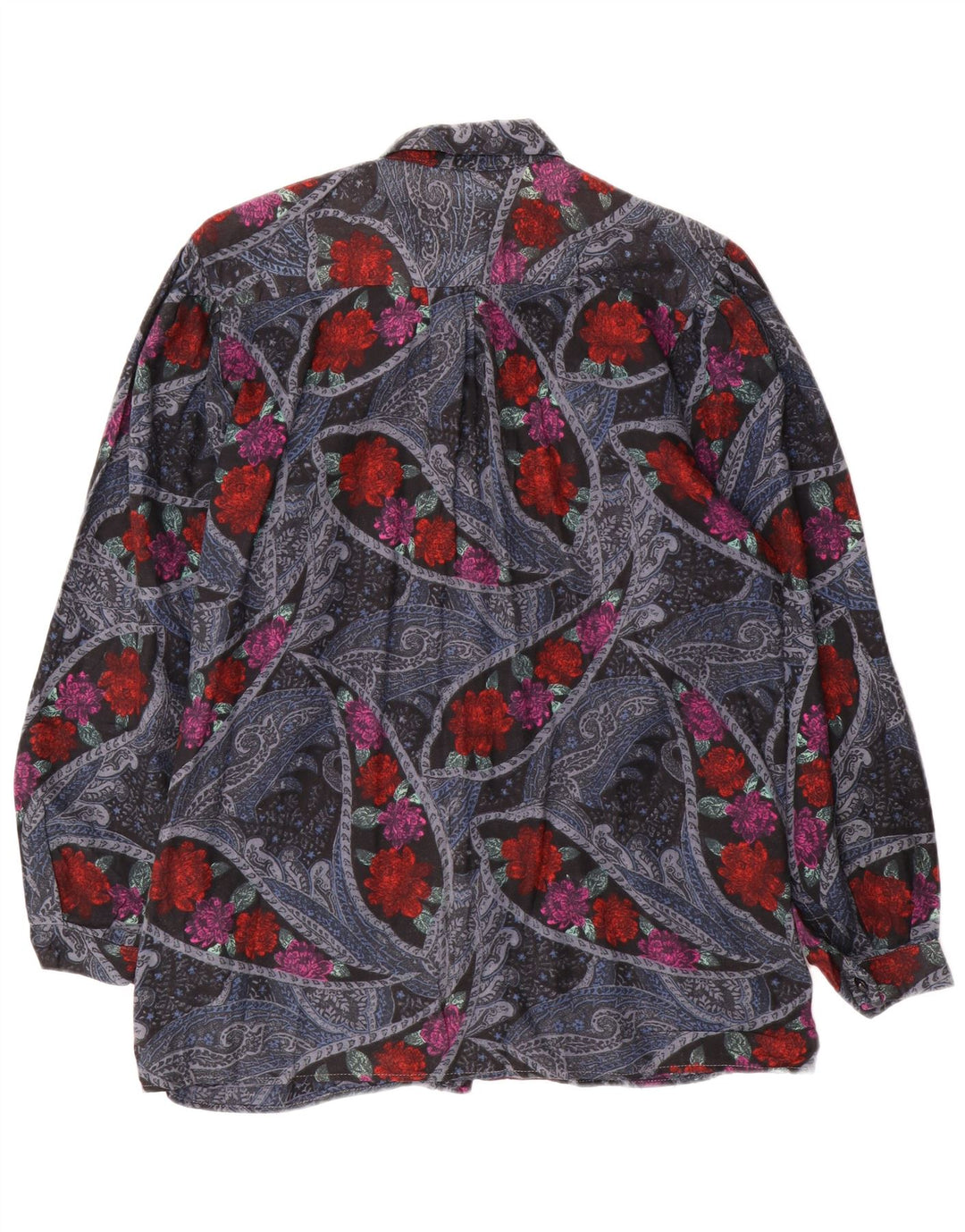 VINTAGE Chemise Femme UK 16 Grand Floral Multicolore