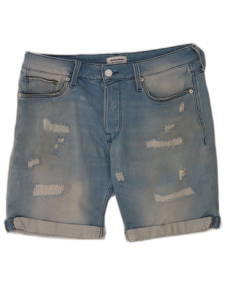Jack & Jones Short en jean vieilli pour homme Petit W29 Bleu Coton