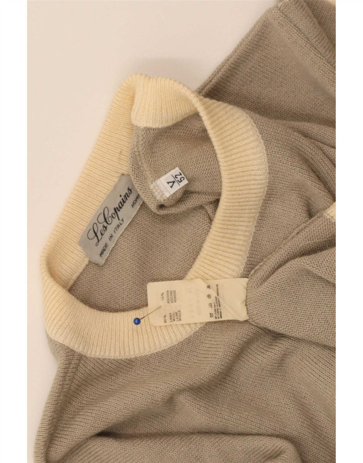Les Copains Pull col rond homme IT 52 Large laine color block gris