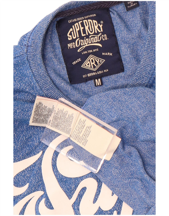 Superdry T-Shirt Graphique Homme Bleu Moyen Flecked Cotton